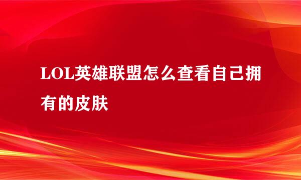 LOL英雄联盟怎么查看自己拥有的皮肤