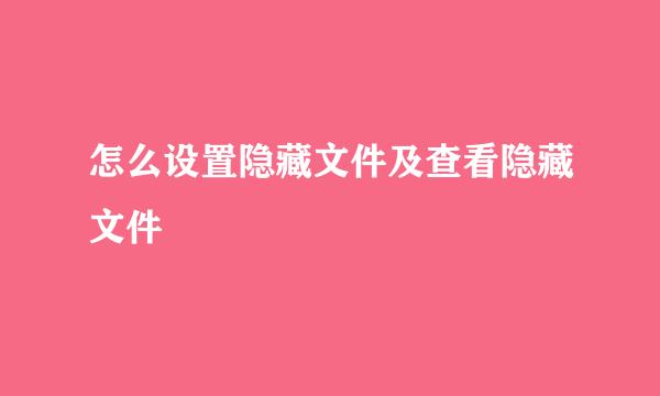 怎么设置隐藏文件及查看隐藏文件