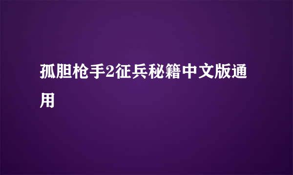 孤胆枪手2征兵秘籍中文版通用