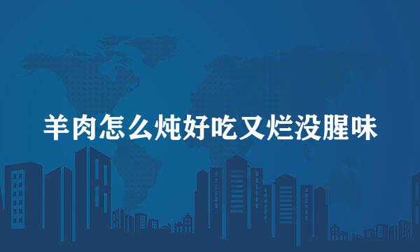 羊肉怎么炖好吃又烂没腥味