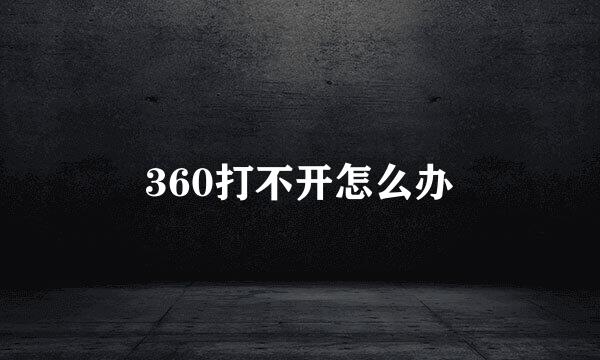 360打不开怎么办