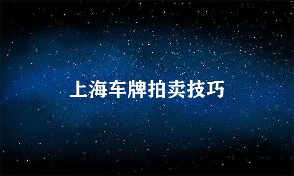 上海车牌拍卖技巧