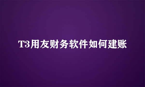 T3用友财务软件如何建账