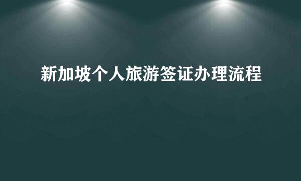 新加坡个人旅游签证办理流程