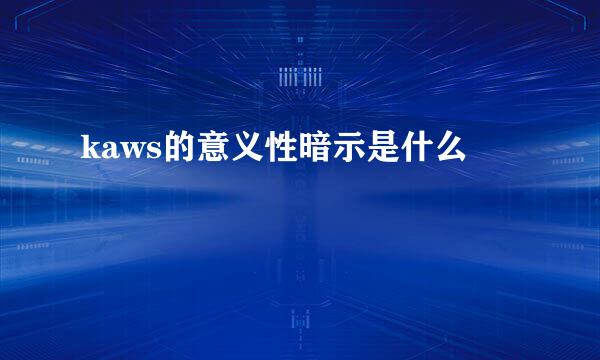 kaws的意义性暗示是什么