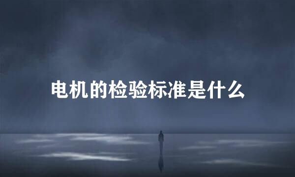 电机的检验标准是什么