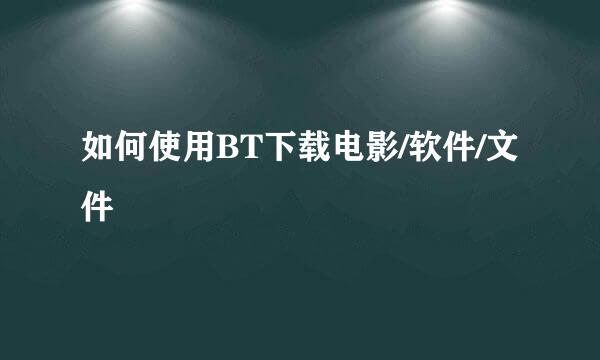 如何使用BT下载电影/软件/文件