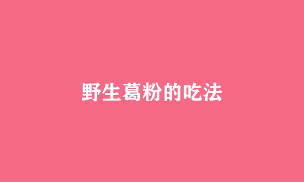 野生葛粉的吃法