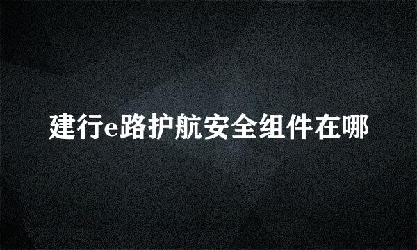 建行e路护航安全组件在哪