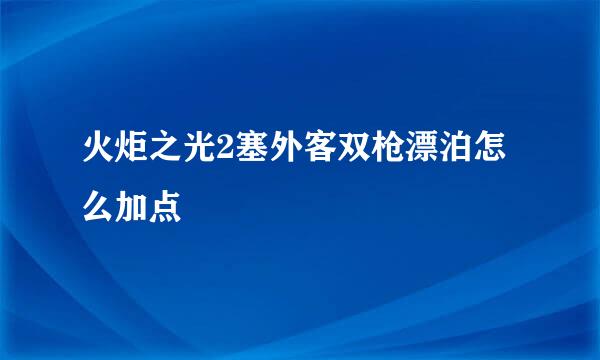 火炬之光2塞外客双枪漂泊怎么加点