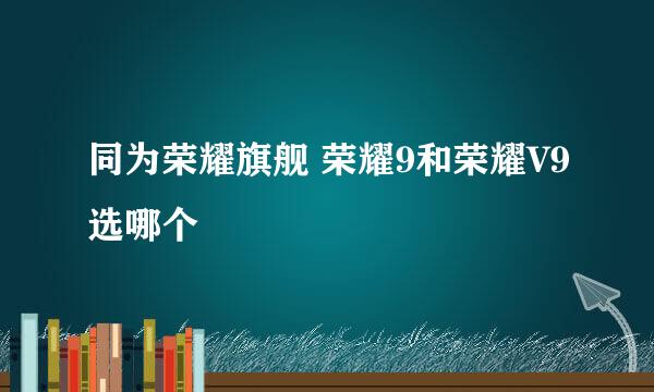 同为荣耀旗舰 荣耀9和荣耀V9选哪个