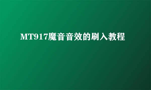 MT917魔音音效的刷入教程