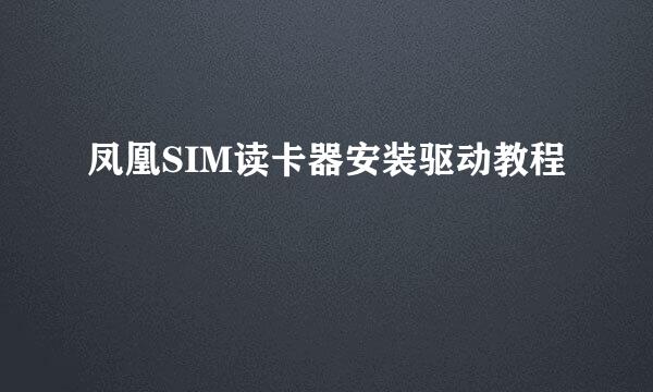 凤凰SIM读卡器安装驱动教程