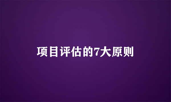 项目评估的7大原则