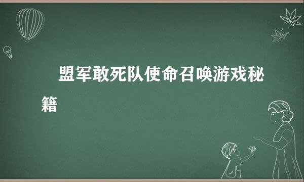 ​盟军敢死队使命召唤游戏秘籍