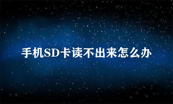 手机SD卡读不出来怎么办