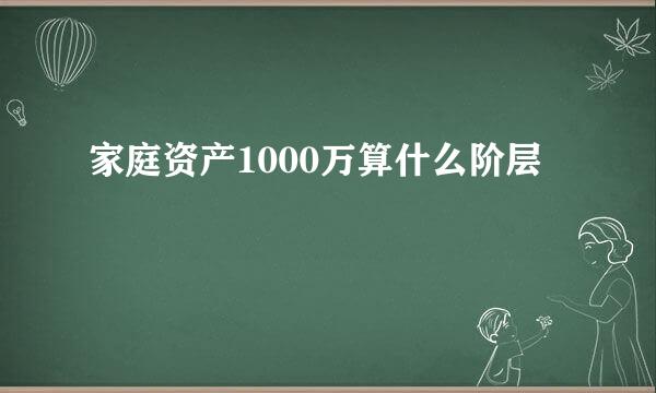 家庭资产1000万算什么阶层