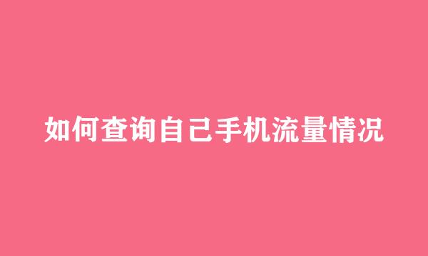 如何查询自己手机流量情况