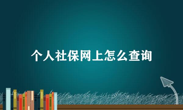 个人社保网上怎么查询