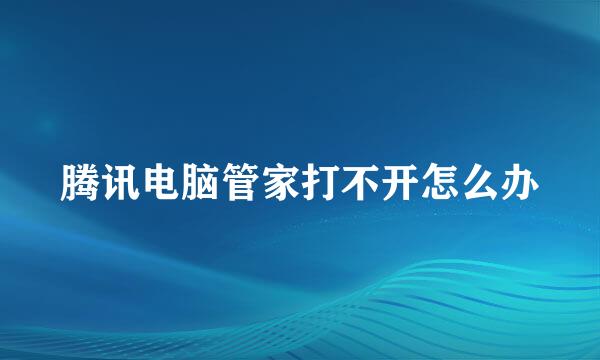 腾讯电脑管家打不开怎么办