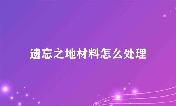 遗忘之地材料怎么处理