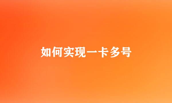 如何实现一卡多号