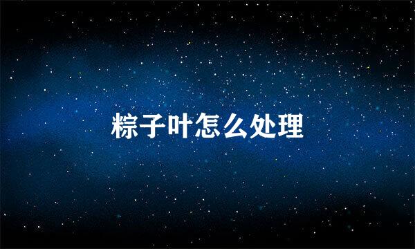 粽子叶怎么处理