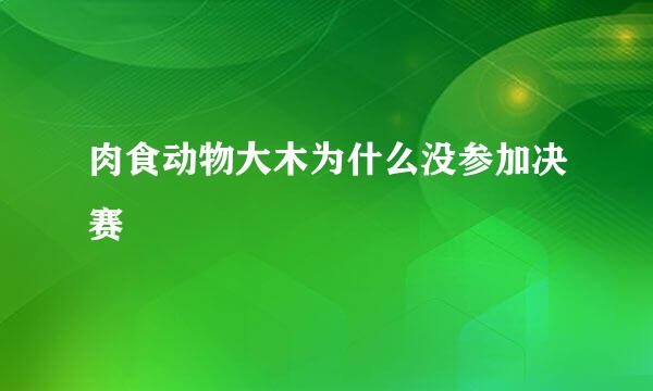 肉食动物大木为什么没参加决赛