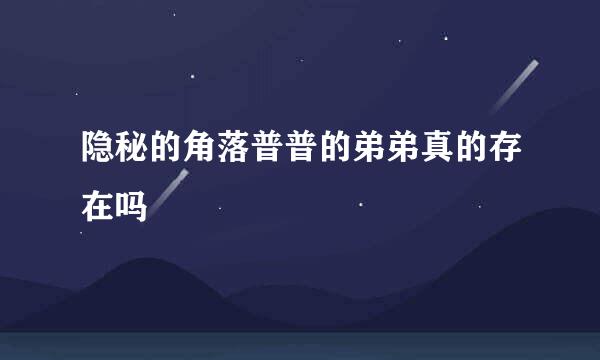隐秘的角落普普的弟弟真的存在吗