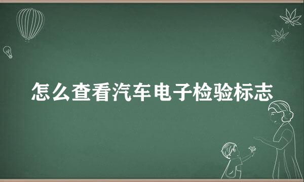 怎么查看汽车电子检验标志