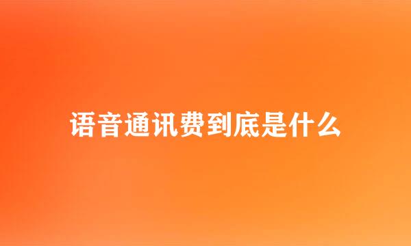 语音通讯费到底是什么
