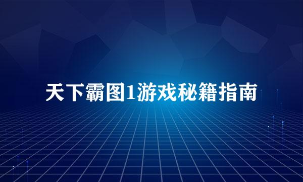 天下霸图1游戏秘籍指南