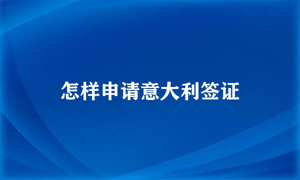 怎样申请意大利签证