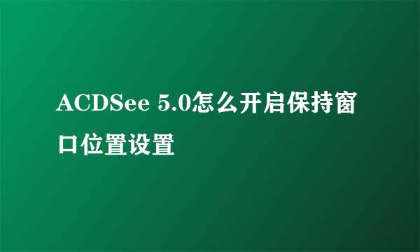 ACDSee 5.0怎么开启保持窗口位置设置