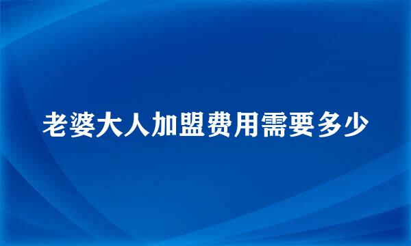 老婆大人加盟费用需要多少