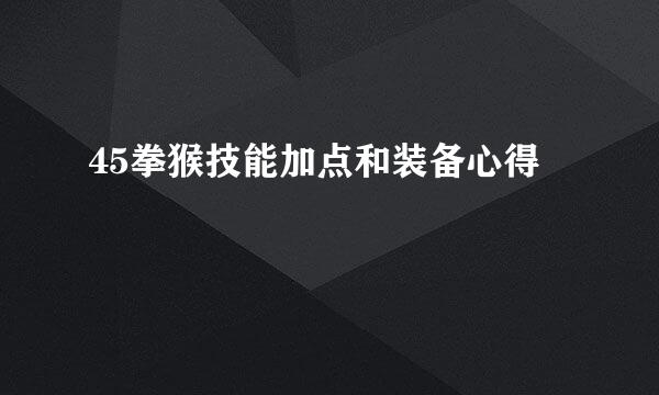 45拳猴技能加点和装备心得