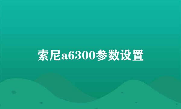 索尼a6300参数设置