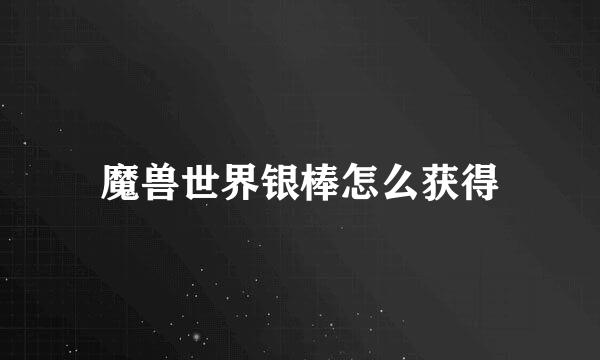 魔兽世界银棒怎么获得