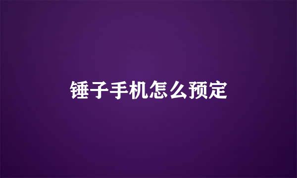 锤子手机怎么预定
