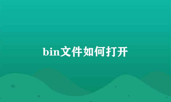 bin文件如何打开