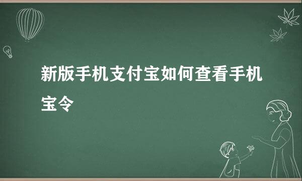 新版手机支付宝如何查看手机宝令