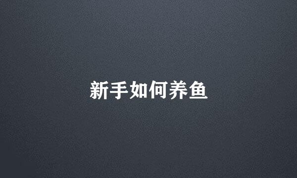 新手如何养鱼