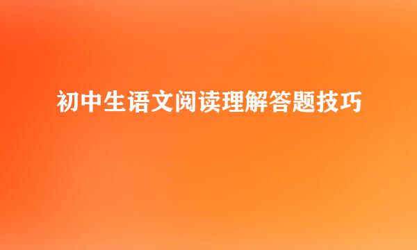 初中生语文阅读理解答题技巧