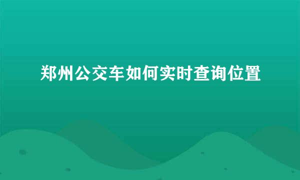 郑州公交车如何实时查询位置