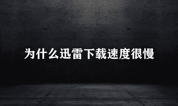 为什么迅雷下载速度很慢