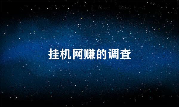 挂机网赚的调查