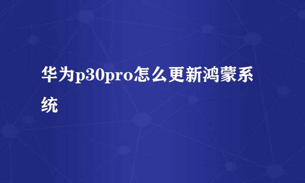 华为p30pro怎么更新鸿蒙系统