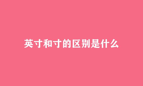 英寸和寸的区别是什么