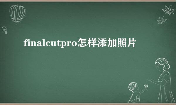 finalcutpro怎样添加照片