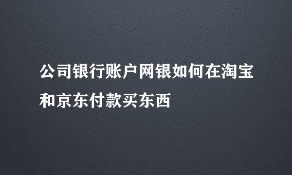 公司银行账户网银如何在淘宝和京东付款买东西